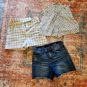 3 Pairs Womens Shorts - J Crew, Zara and H&M - size 24, and XS